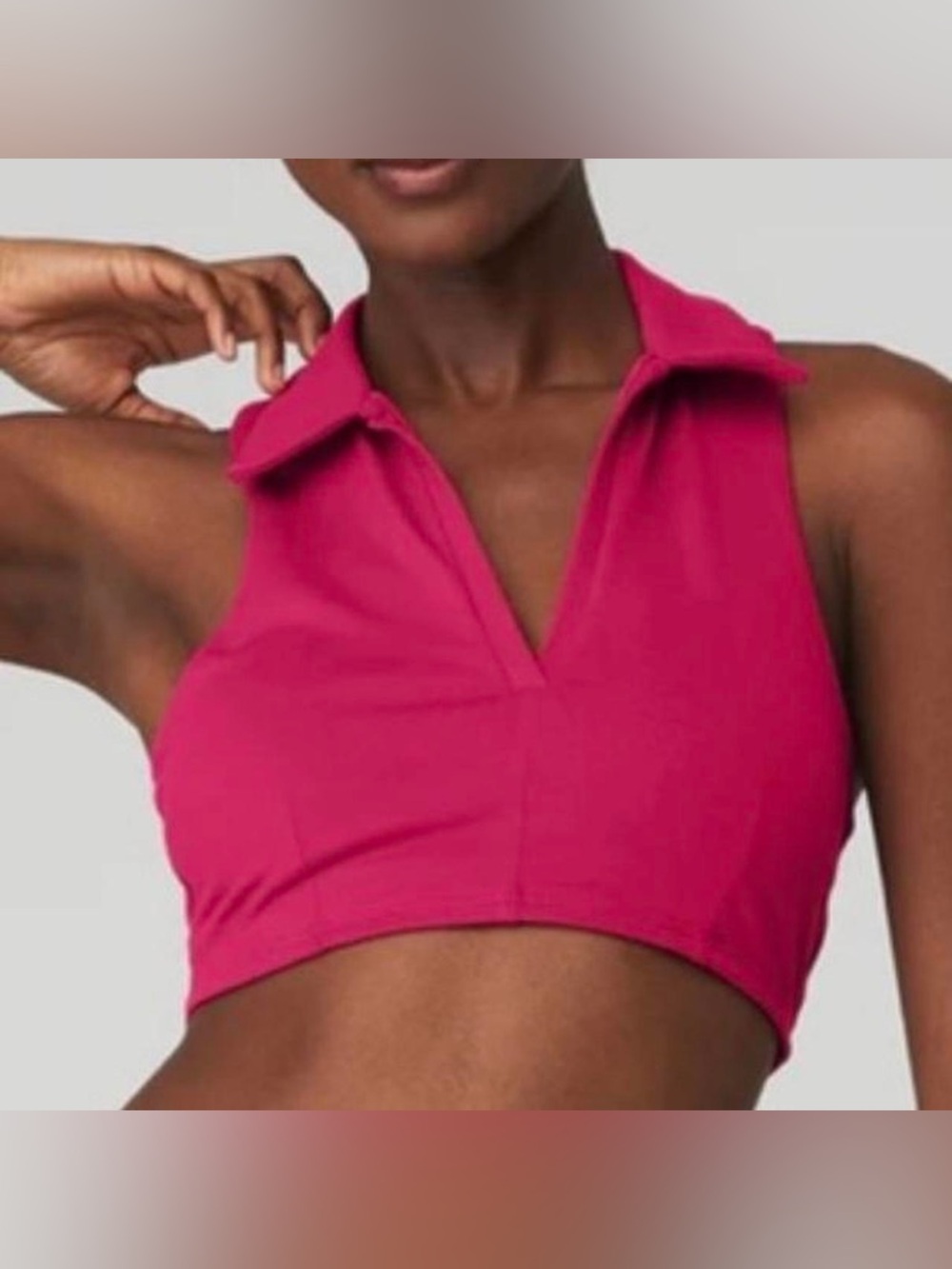 Alo Yoga Charmed Collar Bra Tank Small Magenta Crush Airbrush Crop